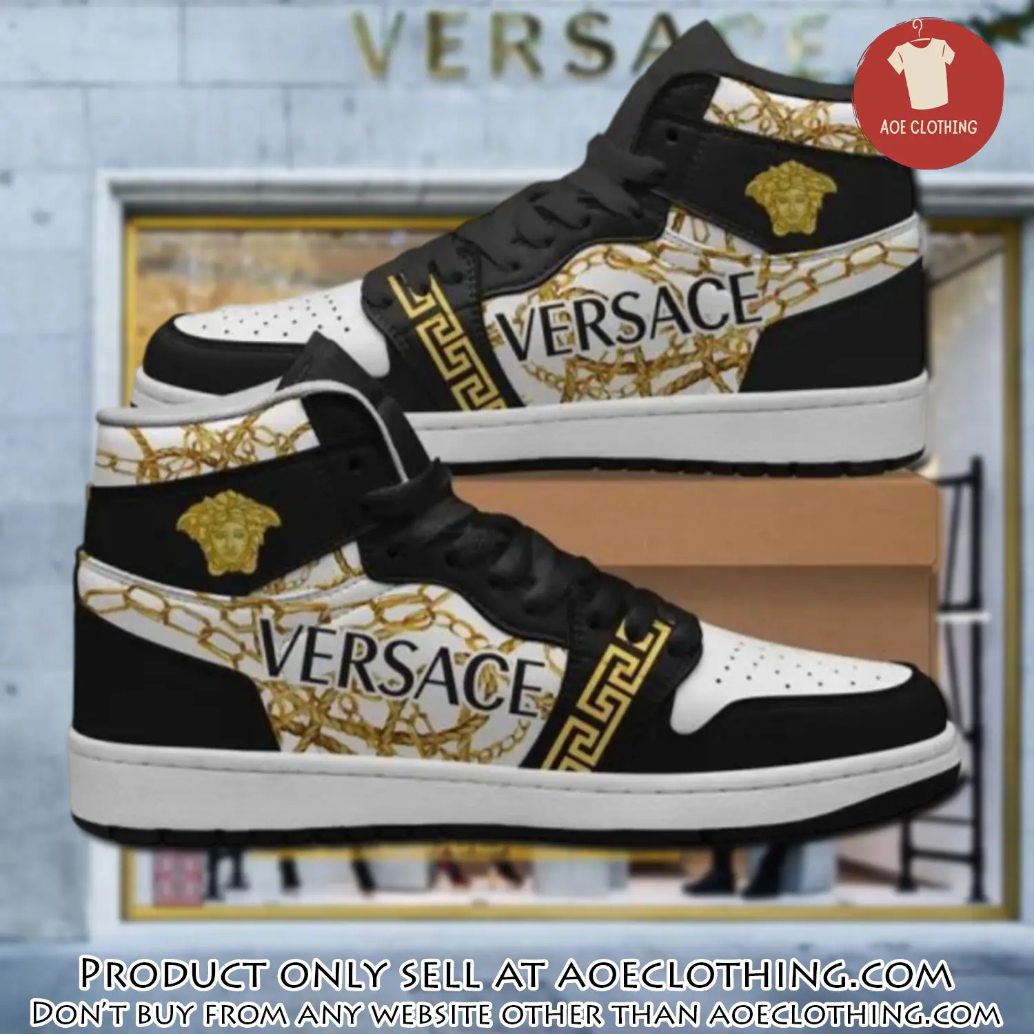 Black white gianni versace high air jordan sneakers shoes hot  gifts unisex aoe0426383